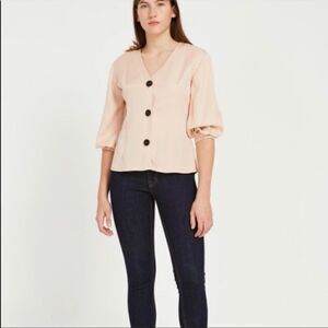 Frank and Oak Peach Tencel Button Down Blouse Sz Small